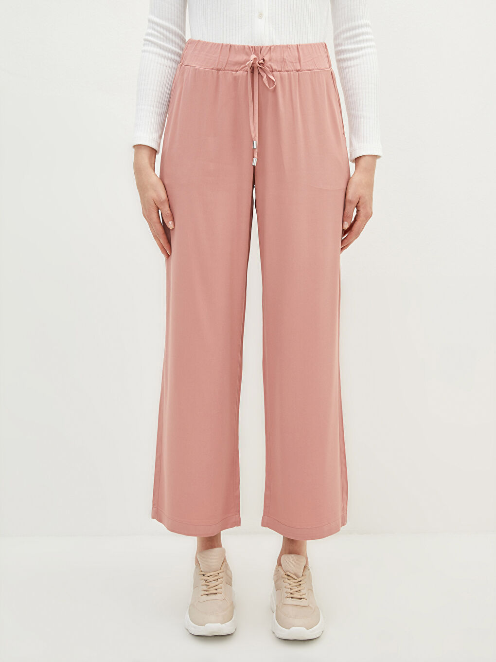 بنطلون للسيدات بخصر مرن وجيوب مستقيمة مصنوع من الفيسكوز-3