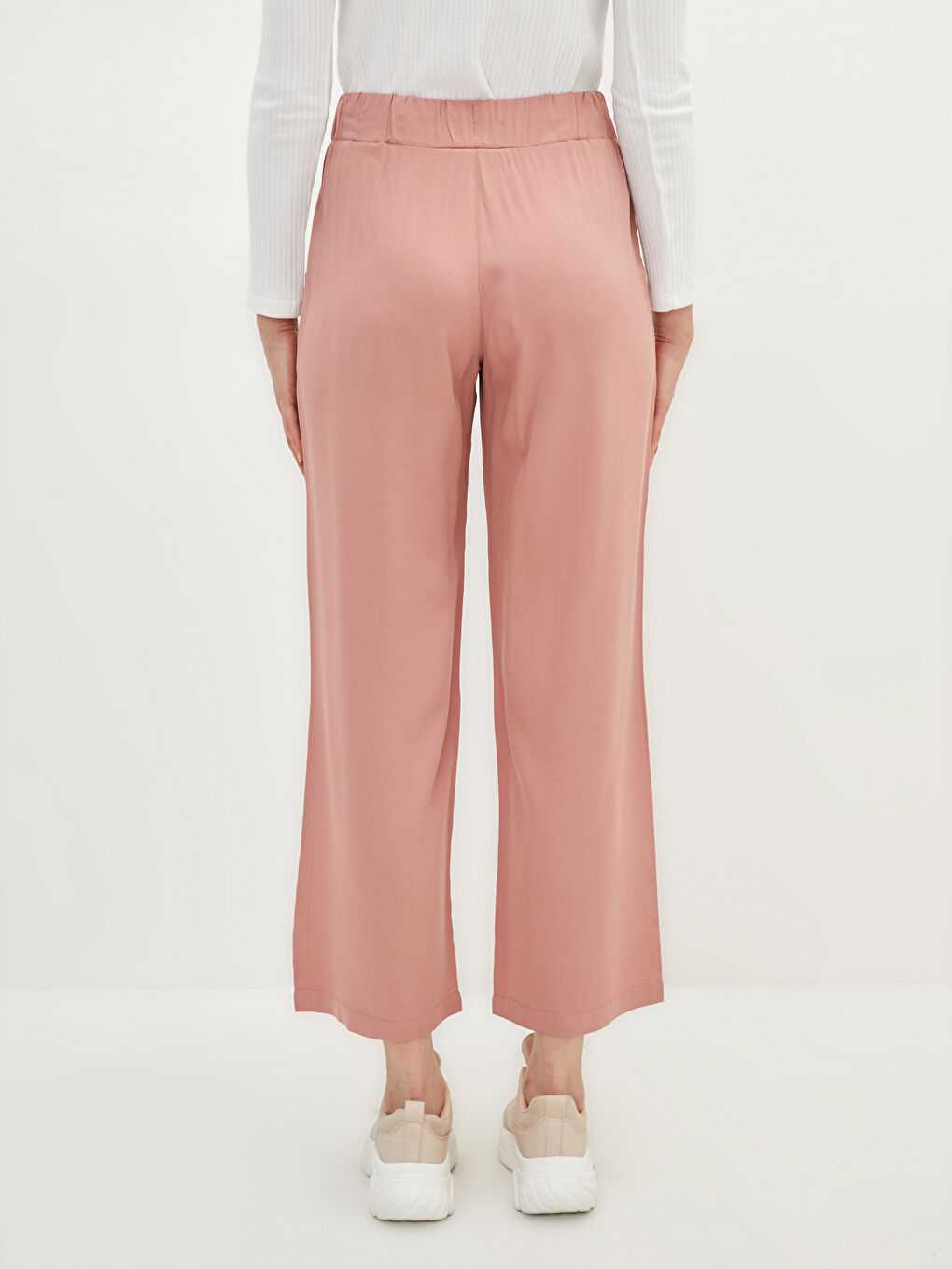 بنطلون للسيدات بخصر مرن وجيوب مستقيمة مصنوع من الفيسكوز-4