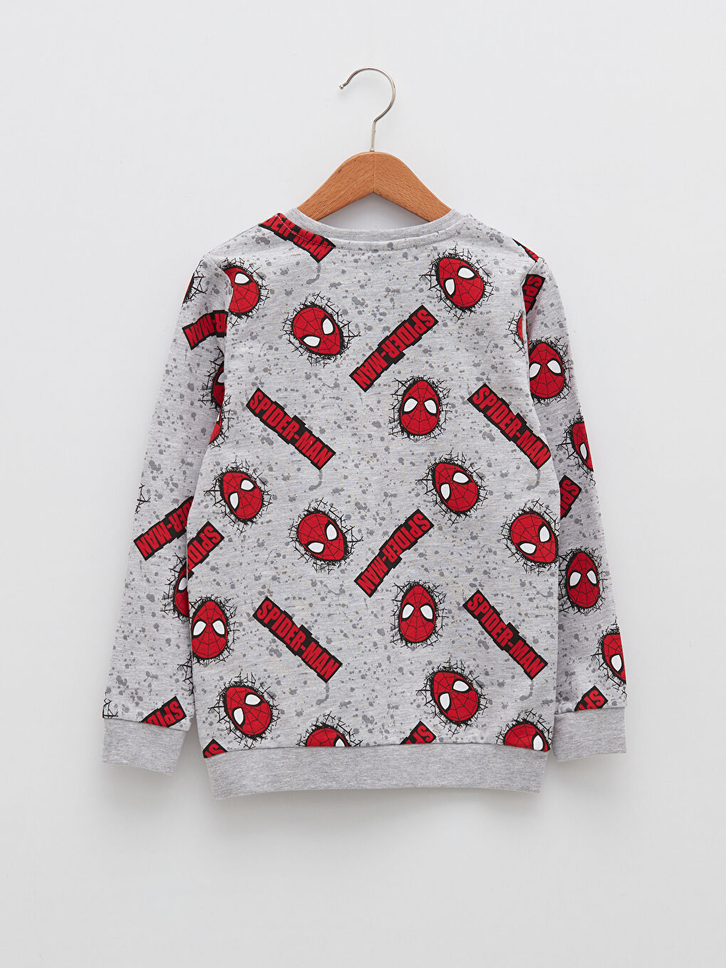 Gri Bisiklet Yaka Spider-Man Baskılı Uzun Kollu Erkek Çocuk Sweatshirt ve Eşofman Altı-2