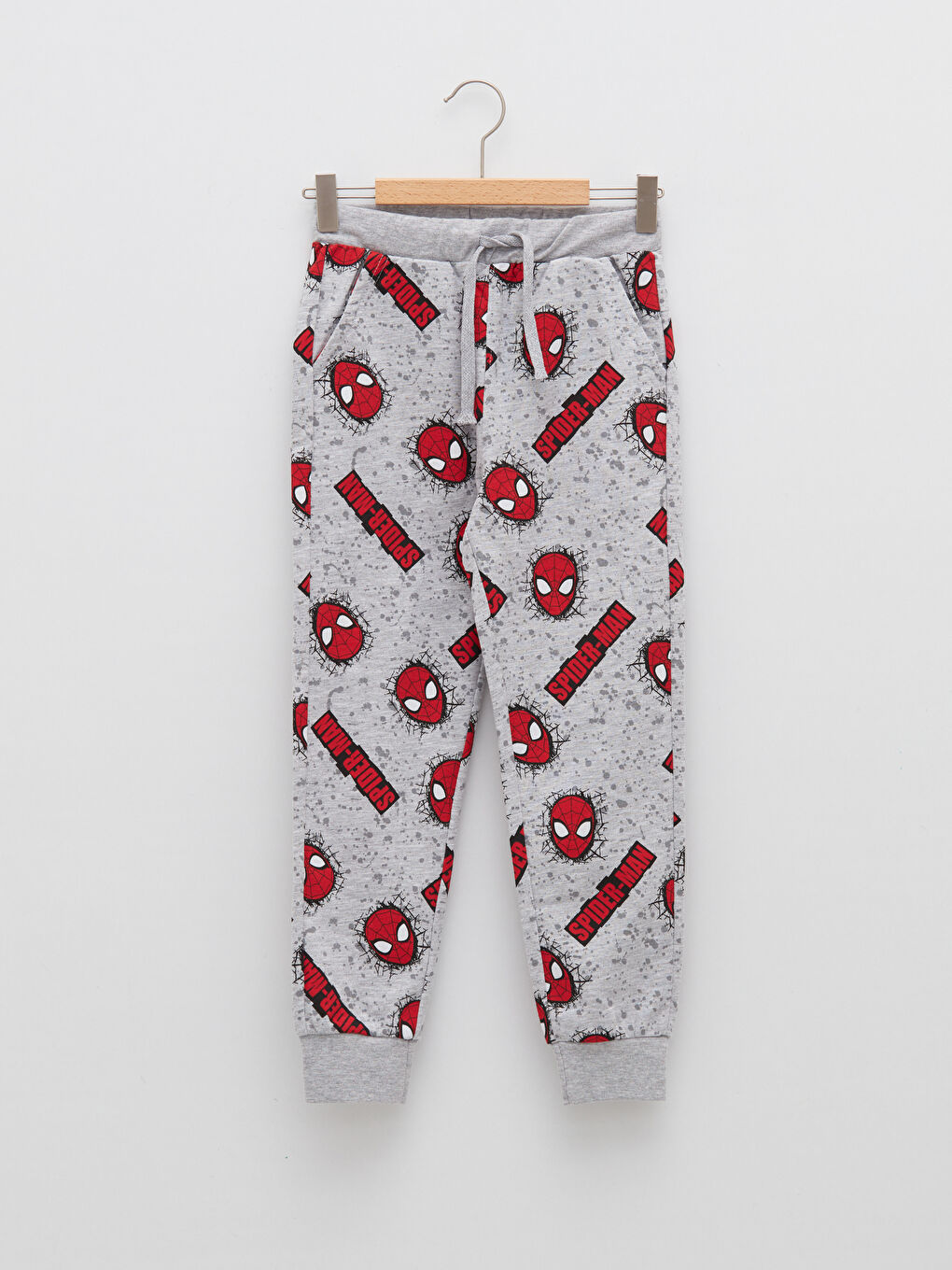 Gri Bisiklet Yaka Spider-Man Baskılı Uzun Kollu Erkek Çocuk Sweatshirt ve Eşofman Altı-3