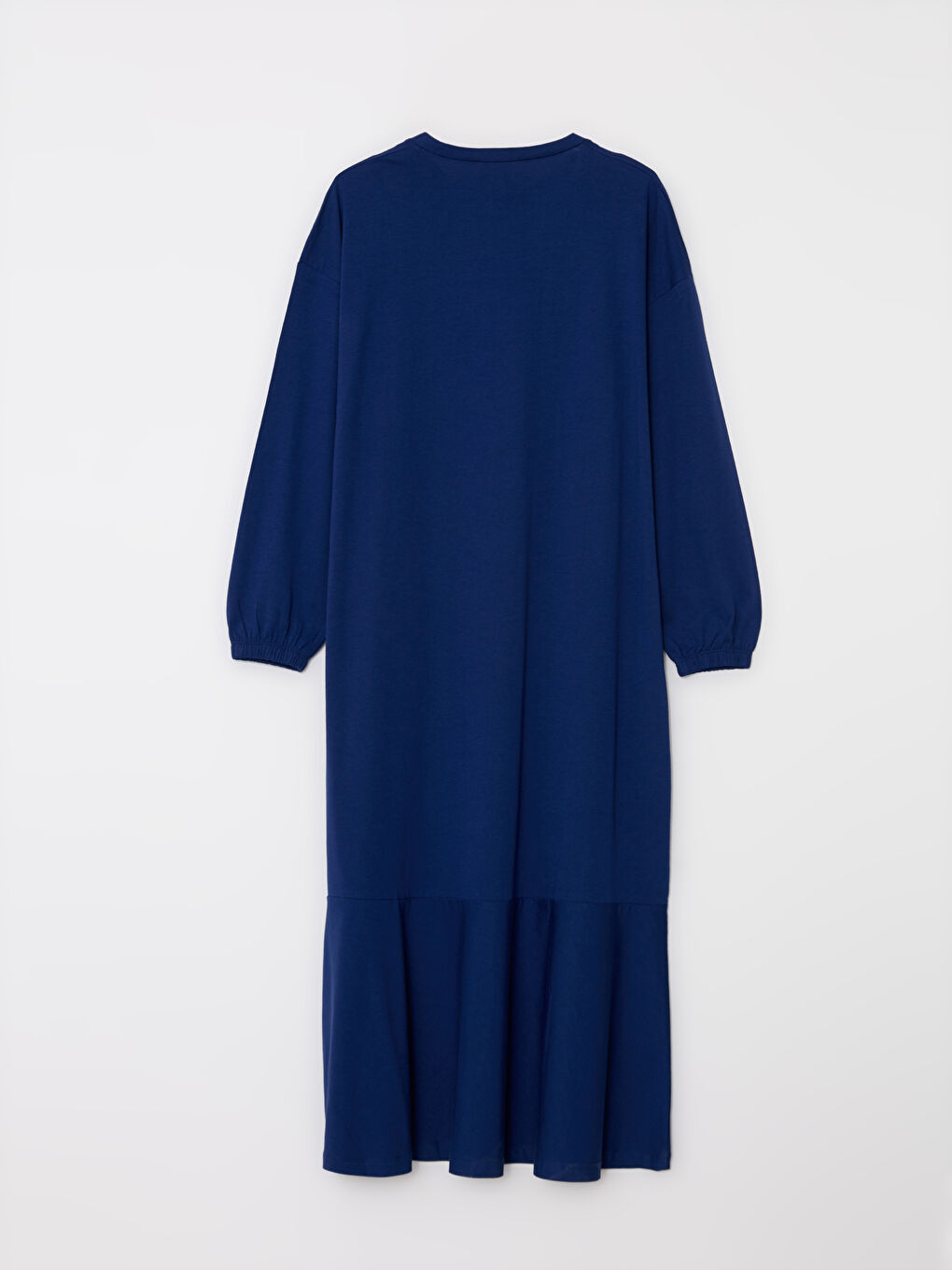 Crew Neck Straight Long Sleeve Cotton Women's Dress-1