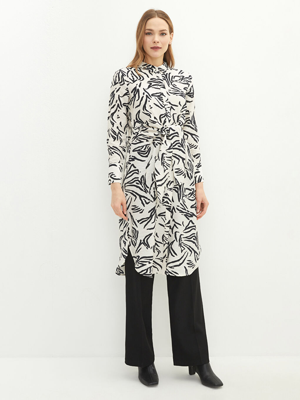 Gemusterte Damen-Hemd-Tunika-1