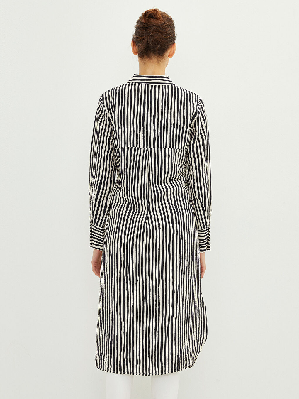 Siyah Çizgili Kadın Gömlek Tunik-3