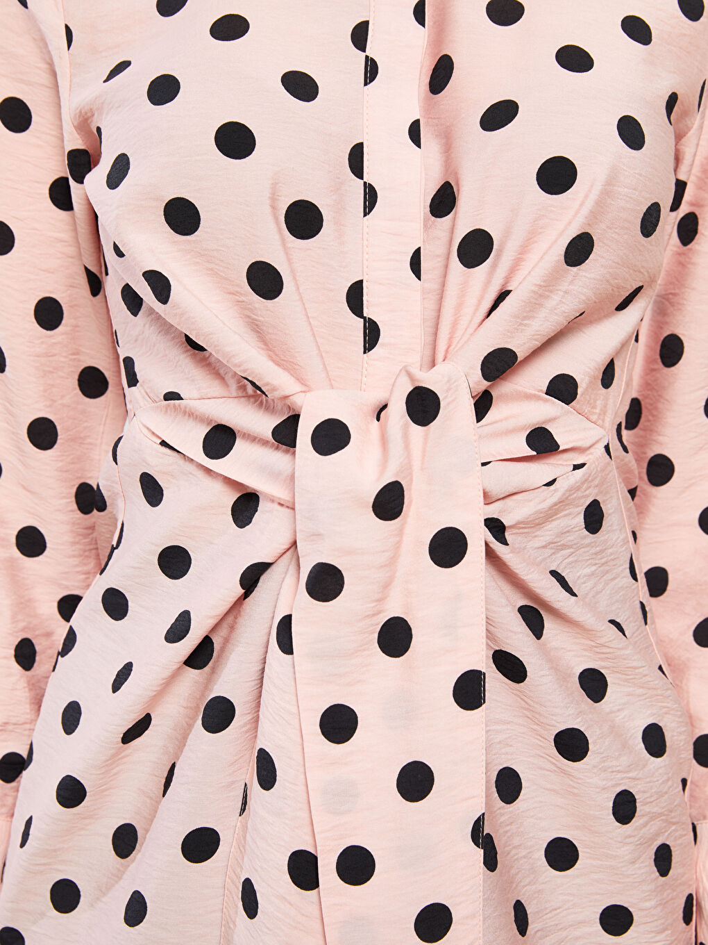 تونيك قميص نسائي بنقشة البولكا دوت بأكمام طويلة-3