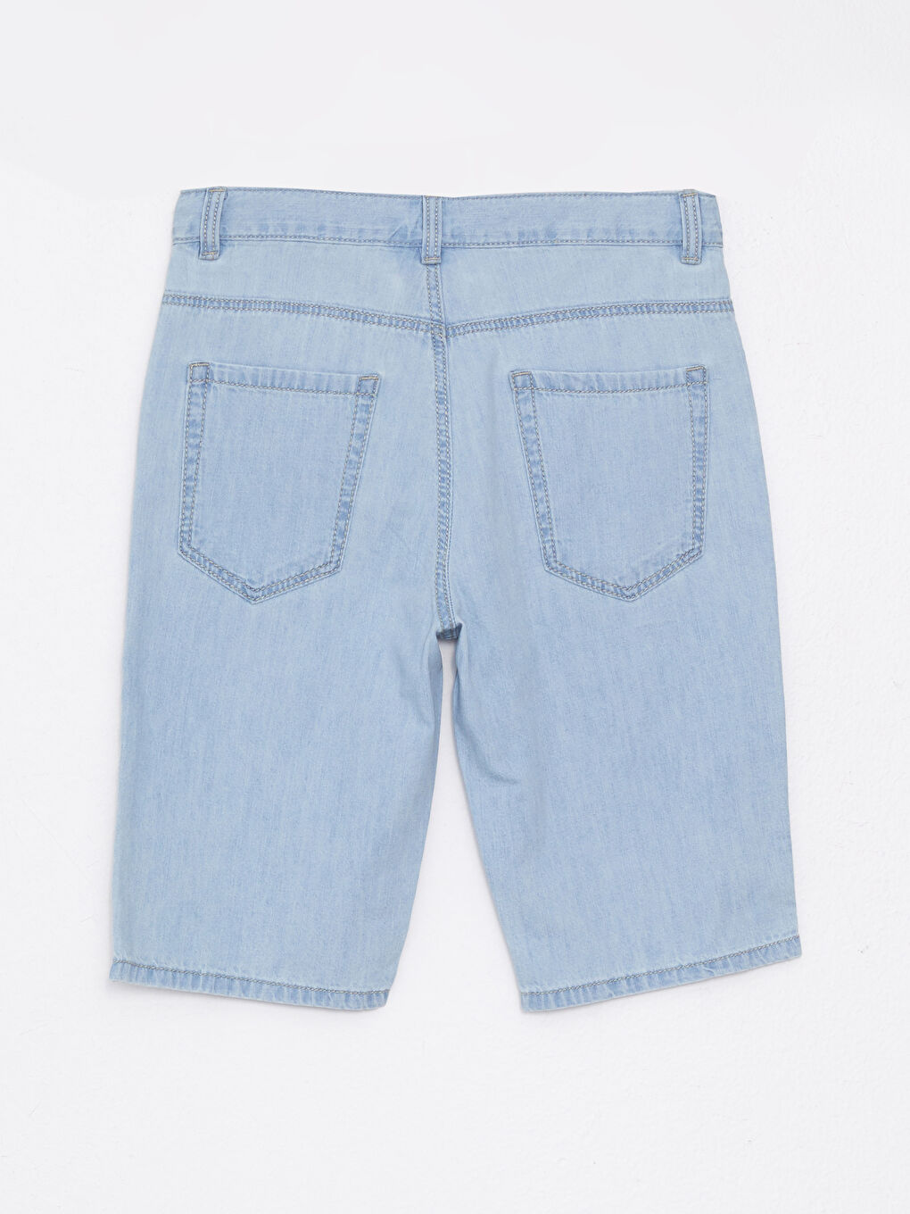 Short En Jean Garçon Basique En Coton À Revers-1