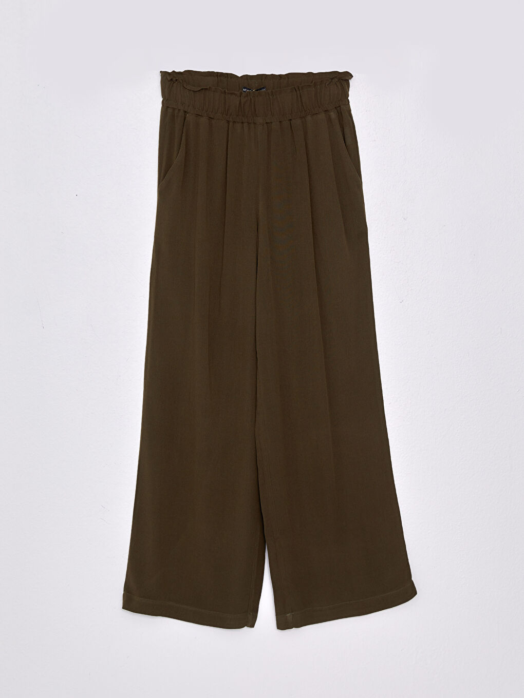 Pantalon Froissé Coupe Droite Confortable à Taille Élastique pour Femmes