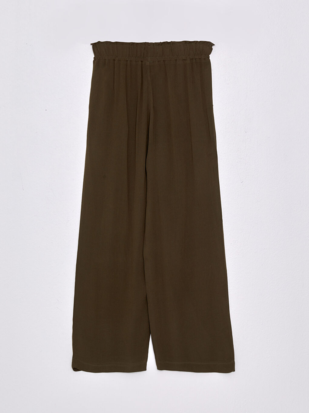 Pantalon Froissé Coupe Droite Confortable à Taille Élastique pour Femmes-1