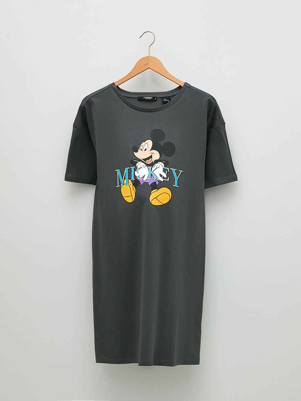Crew Neck Mickey Mouse Printed Short Sleeve Cotton Maternity Dress-5