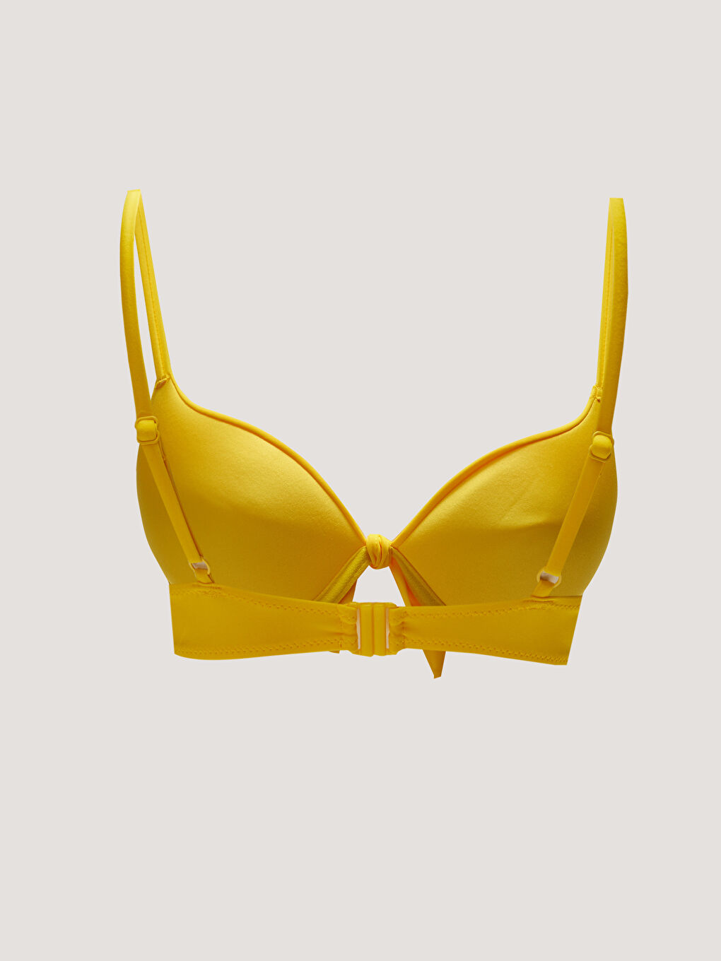 Sarı Yarım Dolgulu Düz Raşel Kumaş Bikini Üst-1