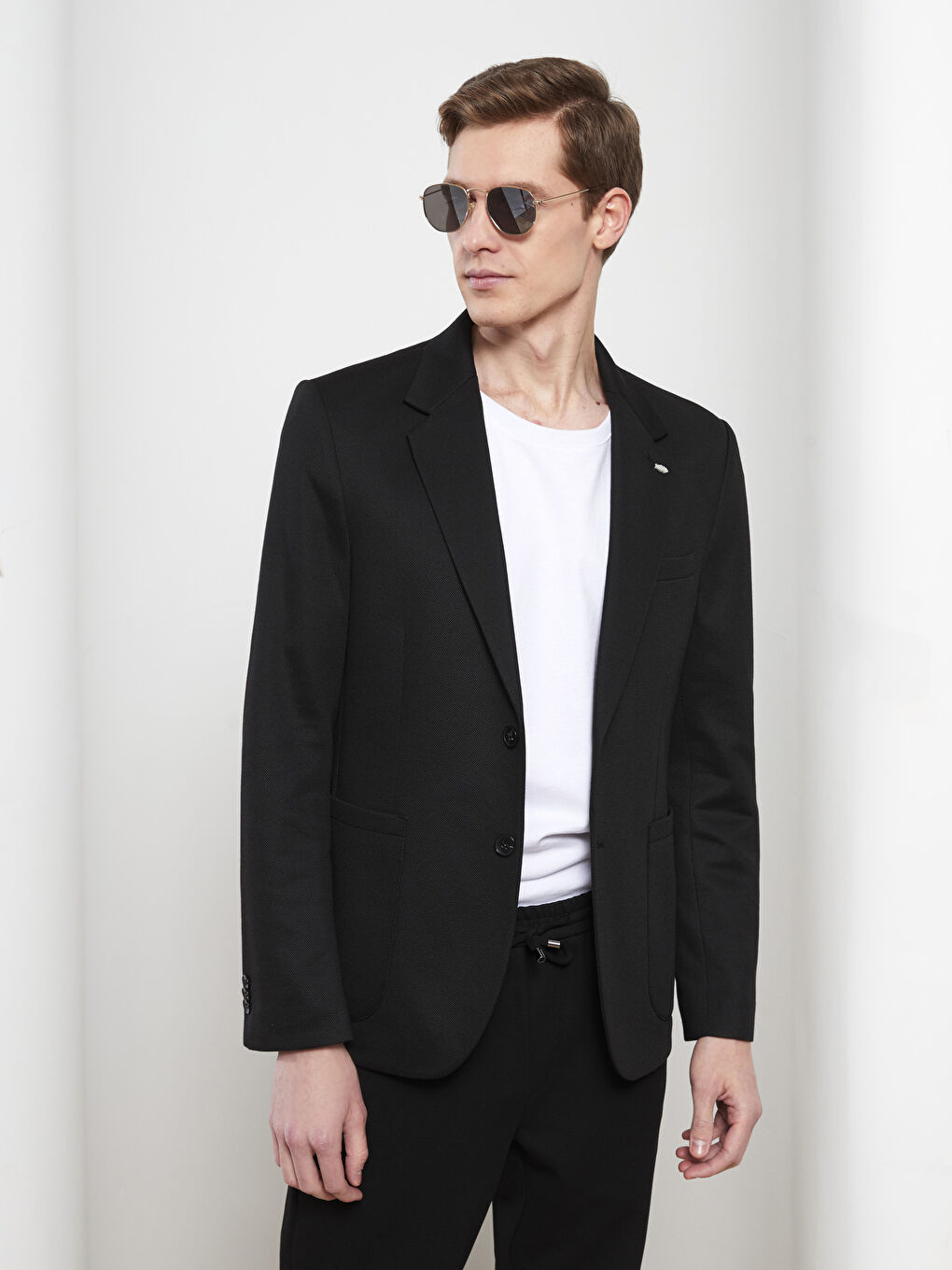 Siyah Dar Kalıp Erkek Blazer Ceket-1