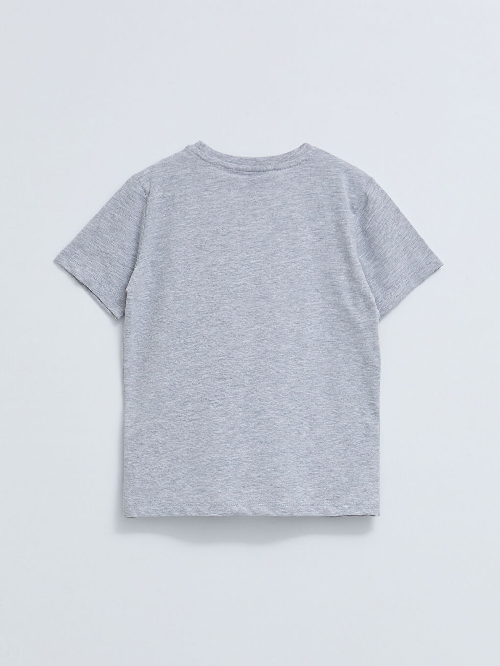 Gri Bisiklet Yaka Kral Şakir Baskılı Kısa Kollu Erkek Çocuk Tişört-1