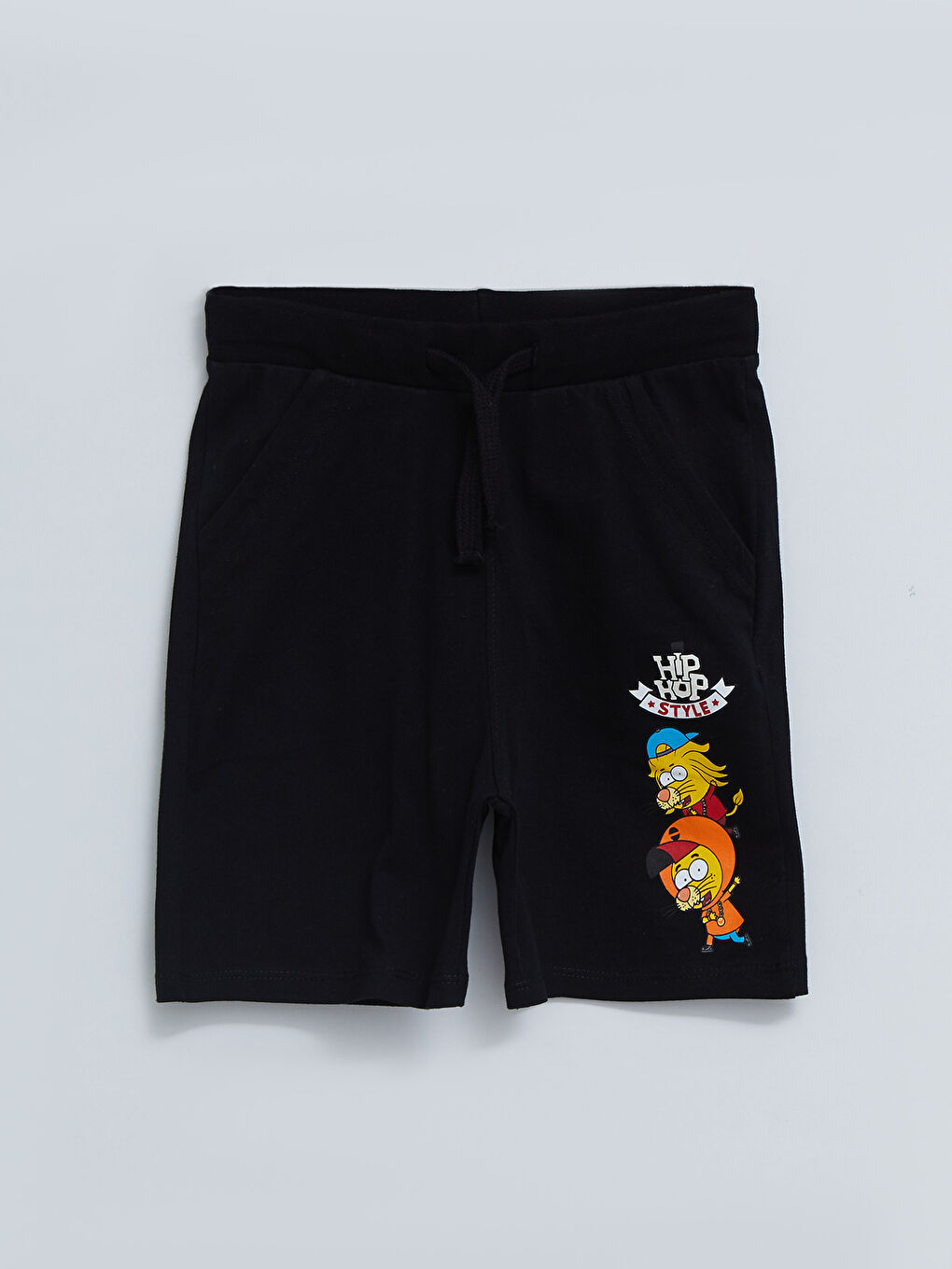 Siyah Beli Lastikli Kral Şakir Baskılı Erkek Çocuk Şort