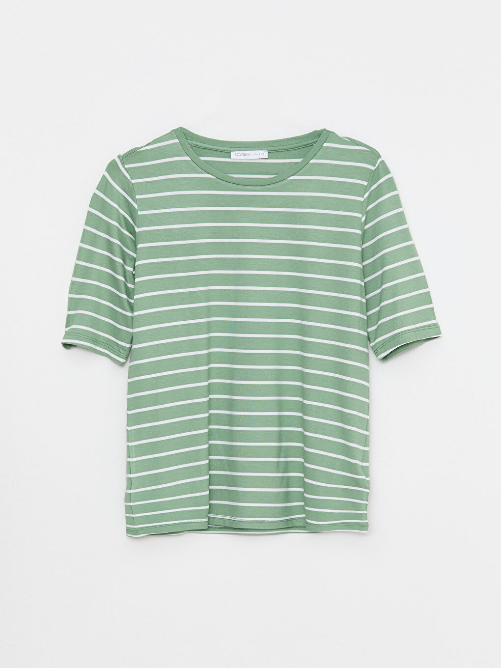 Crew Neck Striped Short Sleeve Women's T-Shirt-5