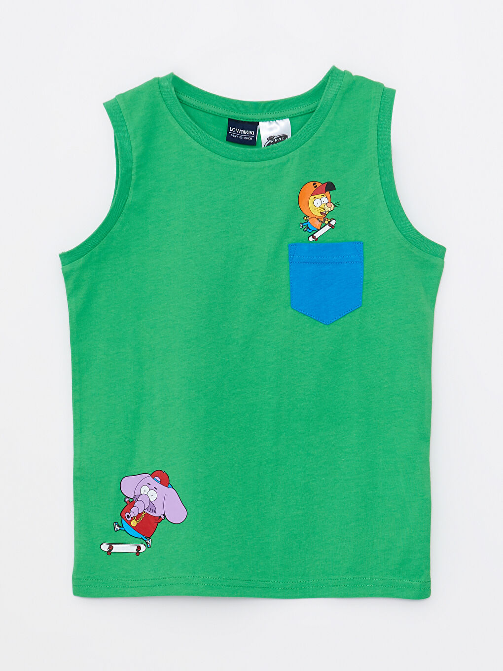 Yeşil Bisiklet Yaka Kral Şakir Baskılı Pamuklu Erkek Çocuk Atlet