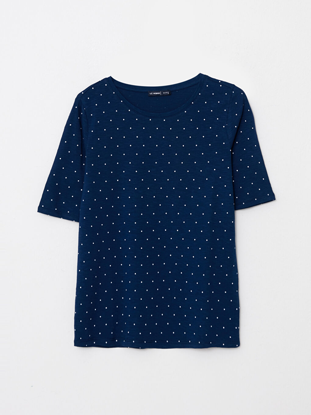 Crew Neck Polka Dot Short Sleeve Cotton Women's T-Shirt -S2AG55Z8-LSJ
