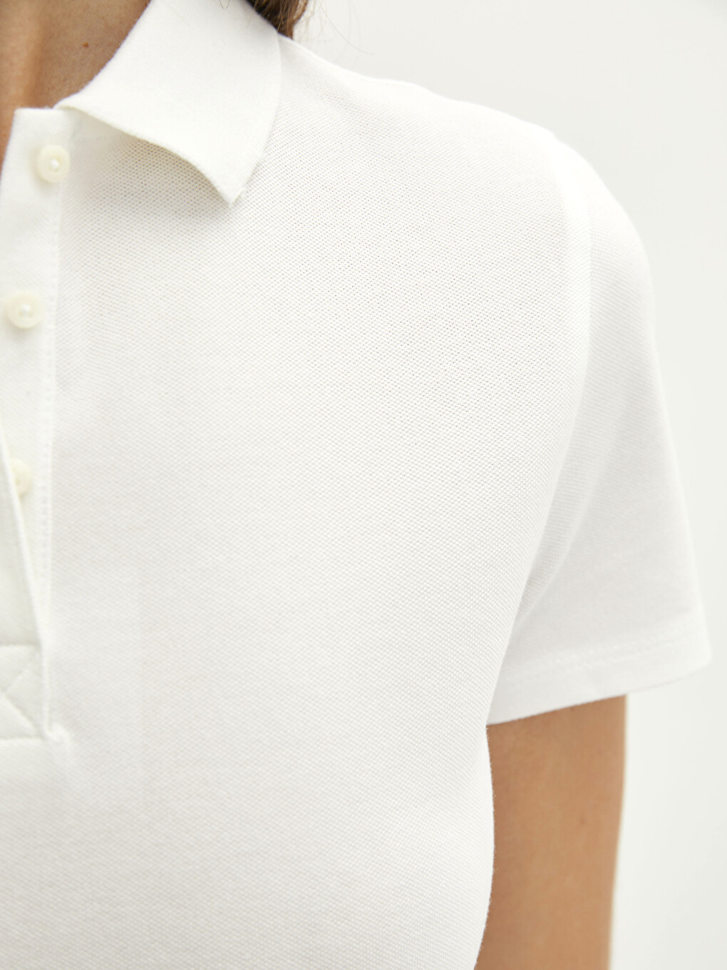 Polo Neck Plain Short Sleeve Women's T-shirt-3