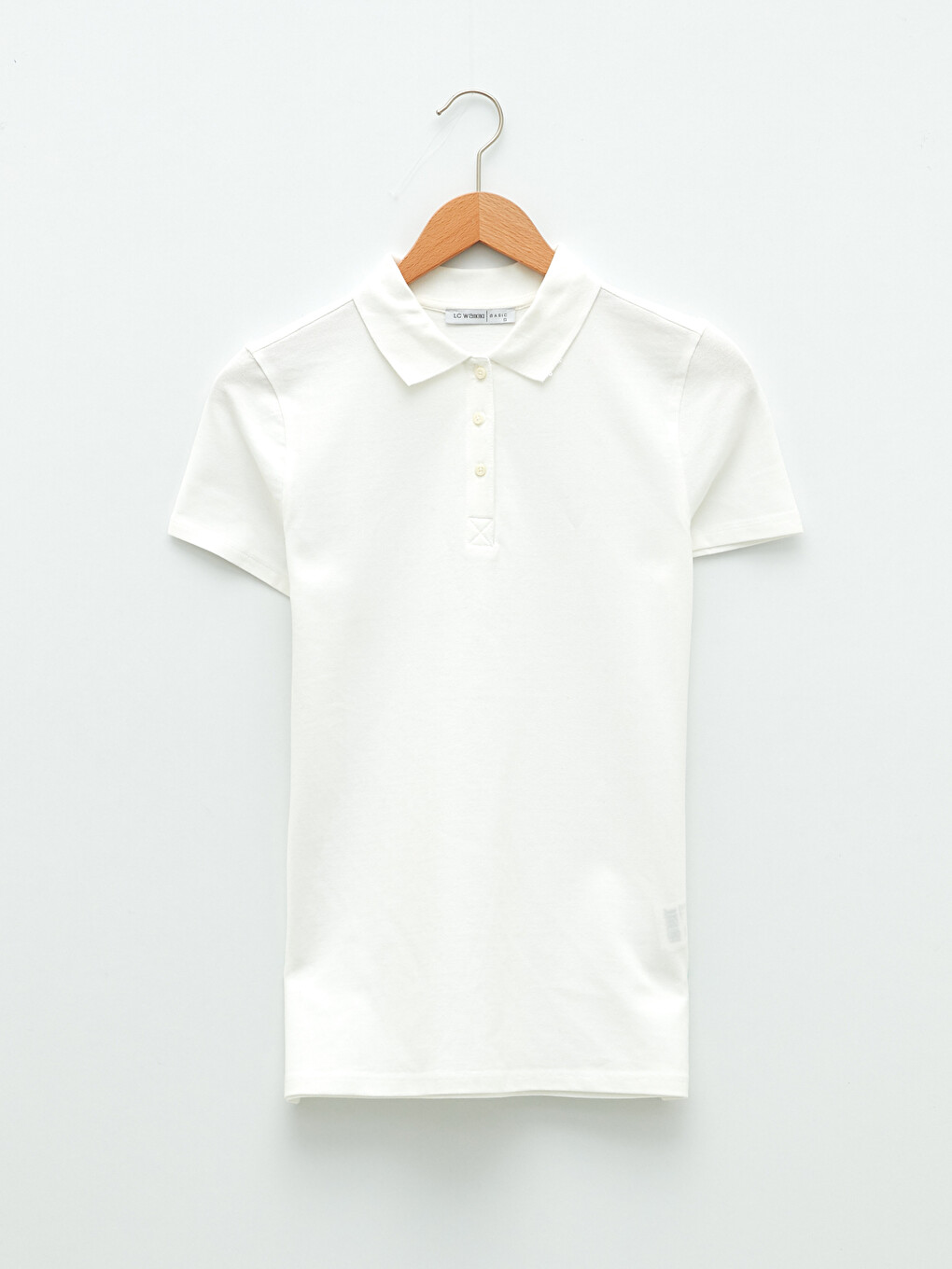 Polo Neck Plain Short Sleeve Women's T-shirt-5