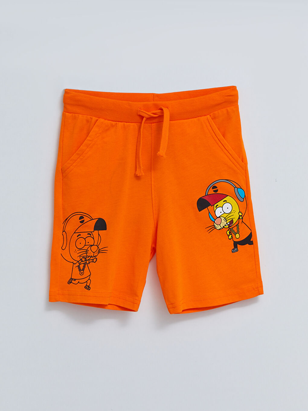 Turuncu Beli Lastikli Kral Şakir Baskılı Erkek Çocuk Şort