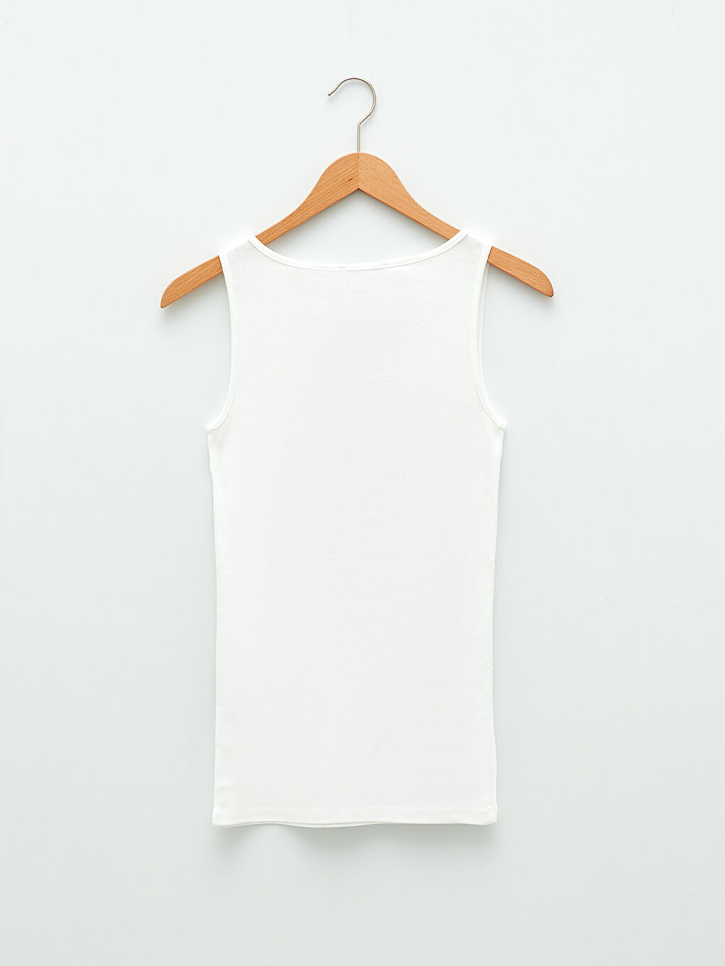 Ekru U Yaka Düz Pamuklu Kadın Atlet-6