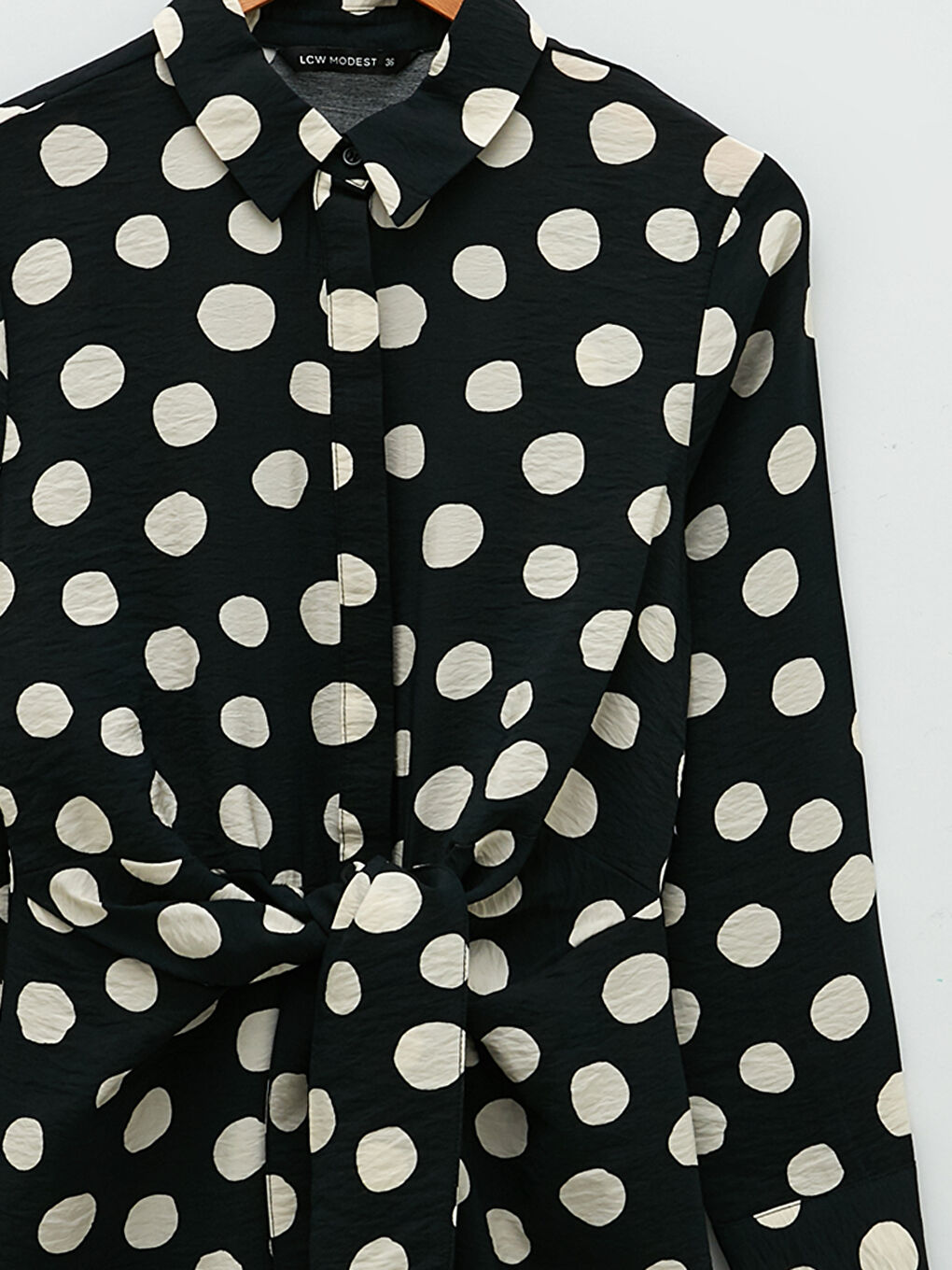 LCW Modest Polka Dot Long Sleeve Women's Shirt Tunic -S2AG68Z8-LQH