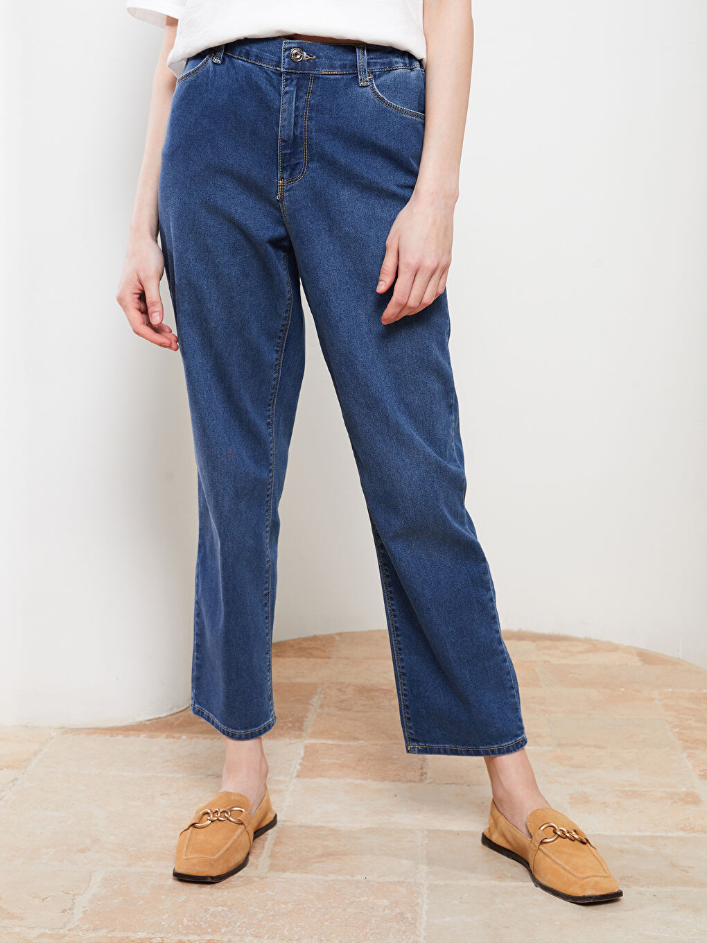 Elastic Waist Mercury Skinny Fit Women's Jean Pants with Pocket Detail-5