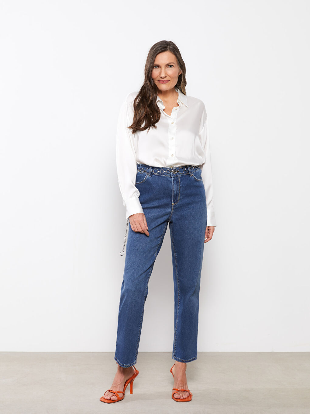 Elastic Waist Mercury Skinny Fit Women's Jean Pants with Pocket Detail-2