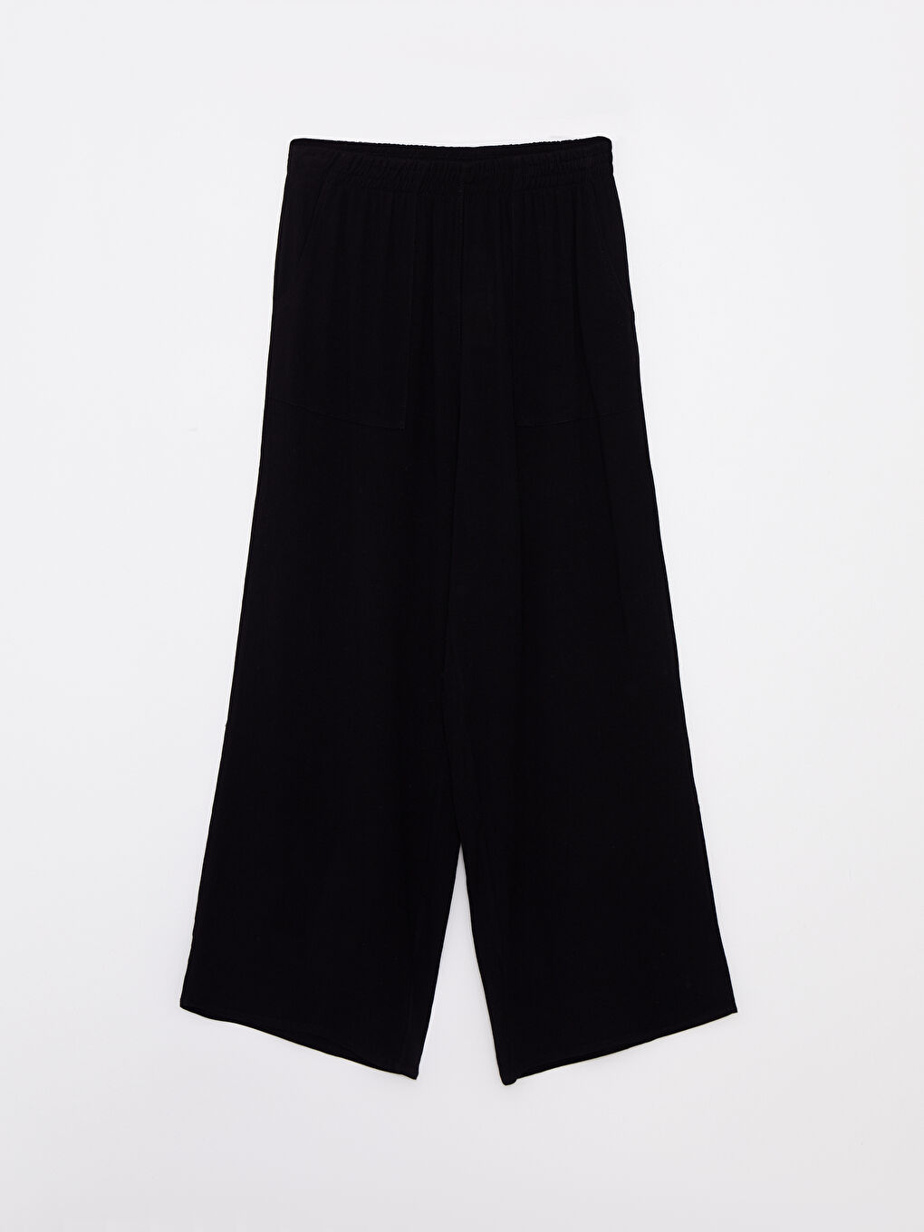 Siyah Beli Lastikli Düz Viskon Kadın Pantolon-5