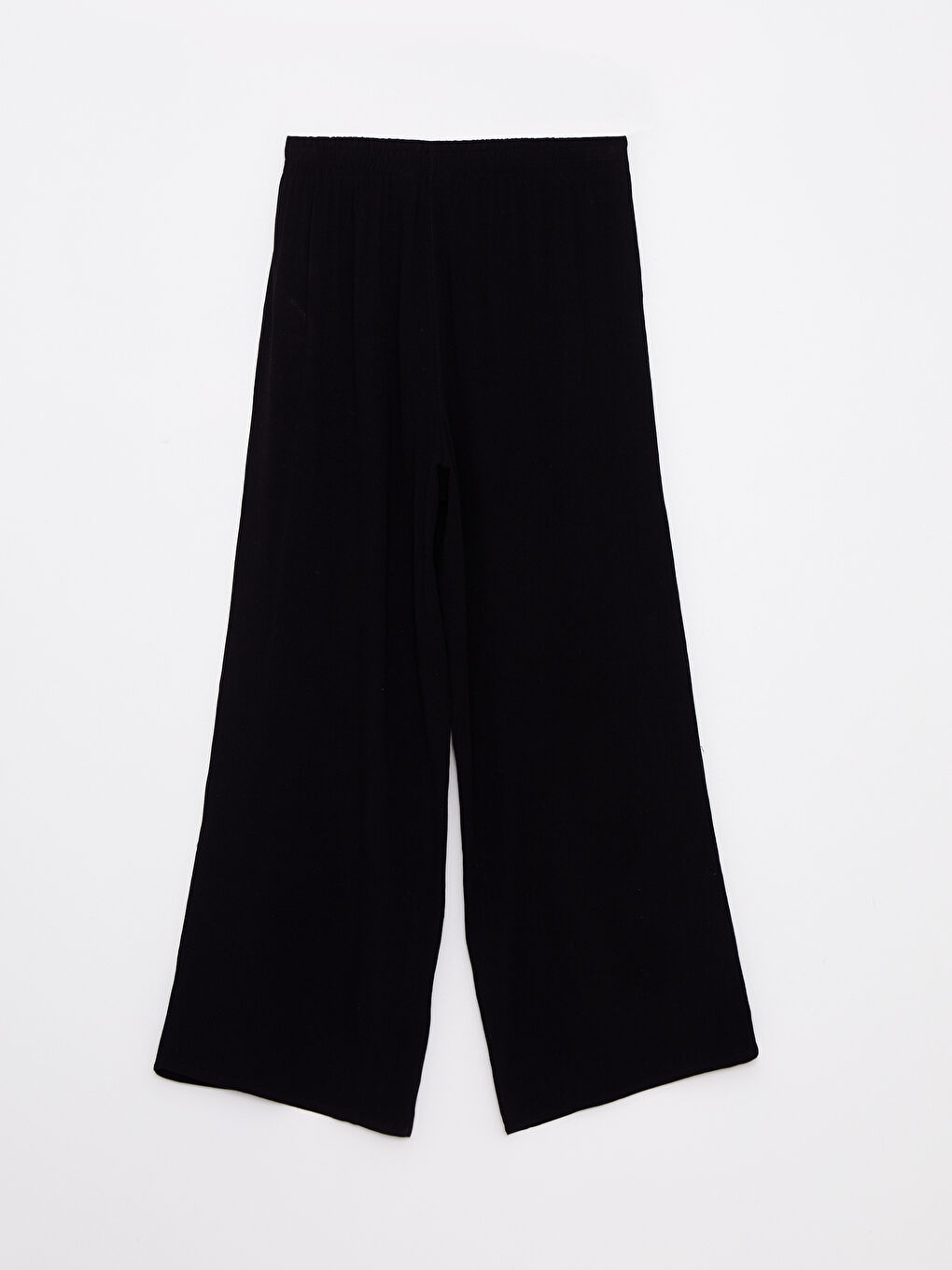 Siyah Beli Lastikli Düz Viskon Kadın Pantolon-6