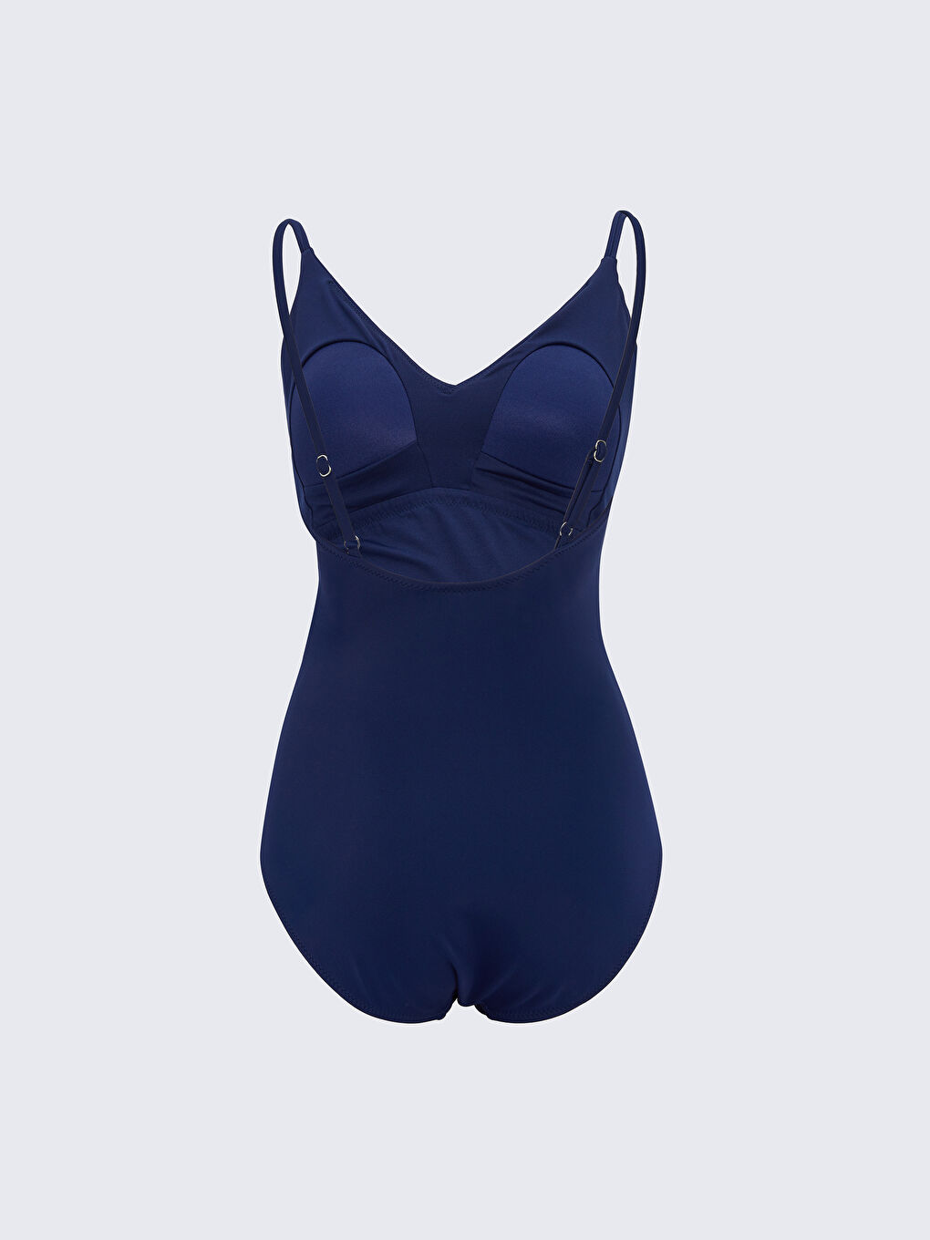 Lacivert V Yaka Düz Fırfır Detaylı Hamile Mayo-1