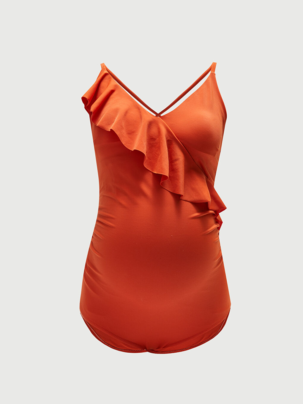 Costum De Baie Maternitate Cu Decolteu În V Simplu Și Volane