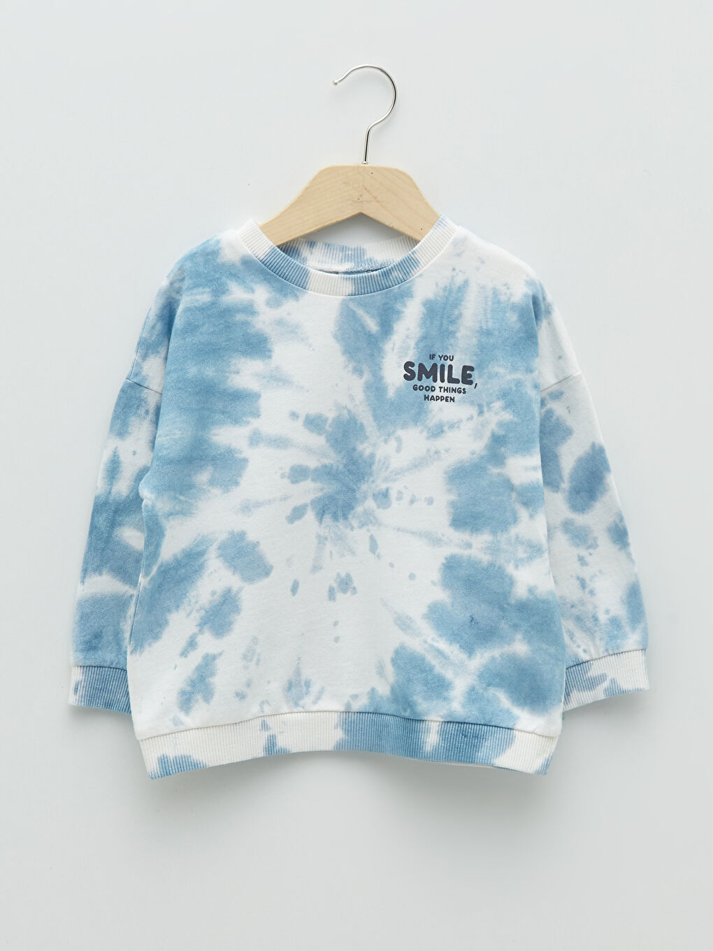 Mavi Bisiklet Yaka Uzun Kol Baskılı Erkek Bebek Sweatshirt