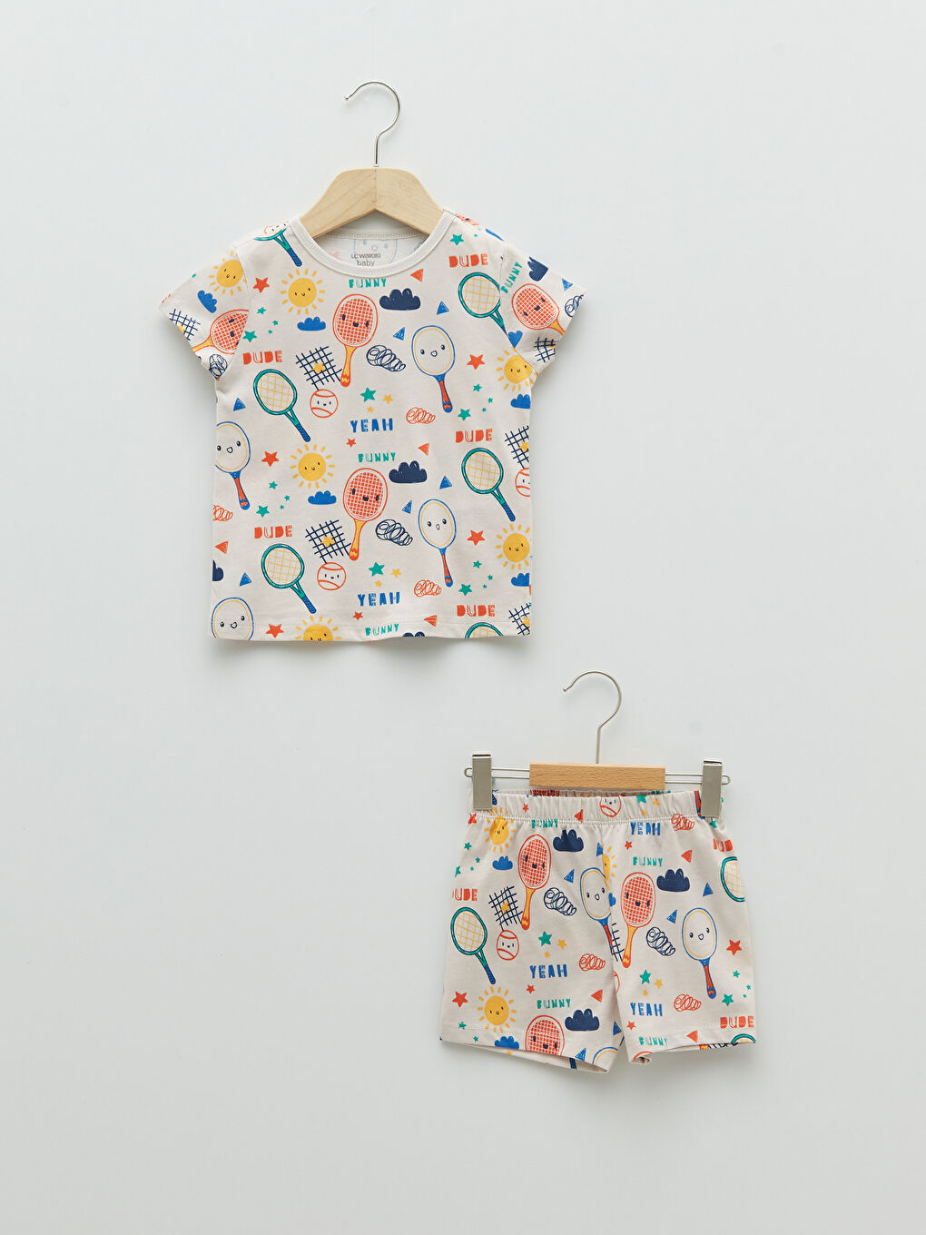 Crew Neck Printed Baby Boy Pajamas Set of 2-4