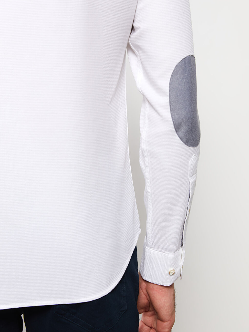 Beyaz Slim Fit Uzun Kollu Armürlü Erkek Gömlek-3