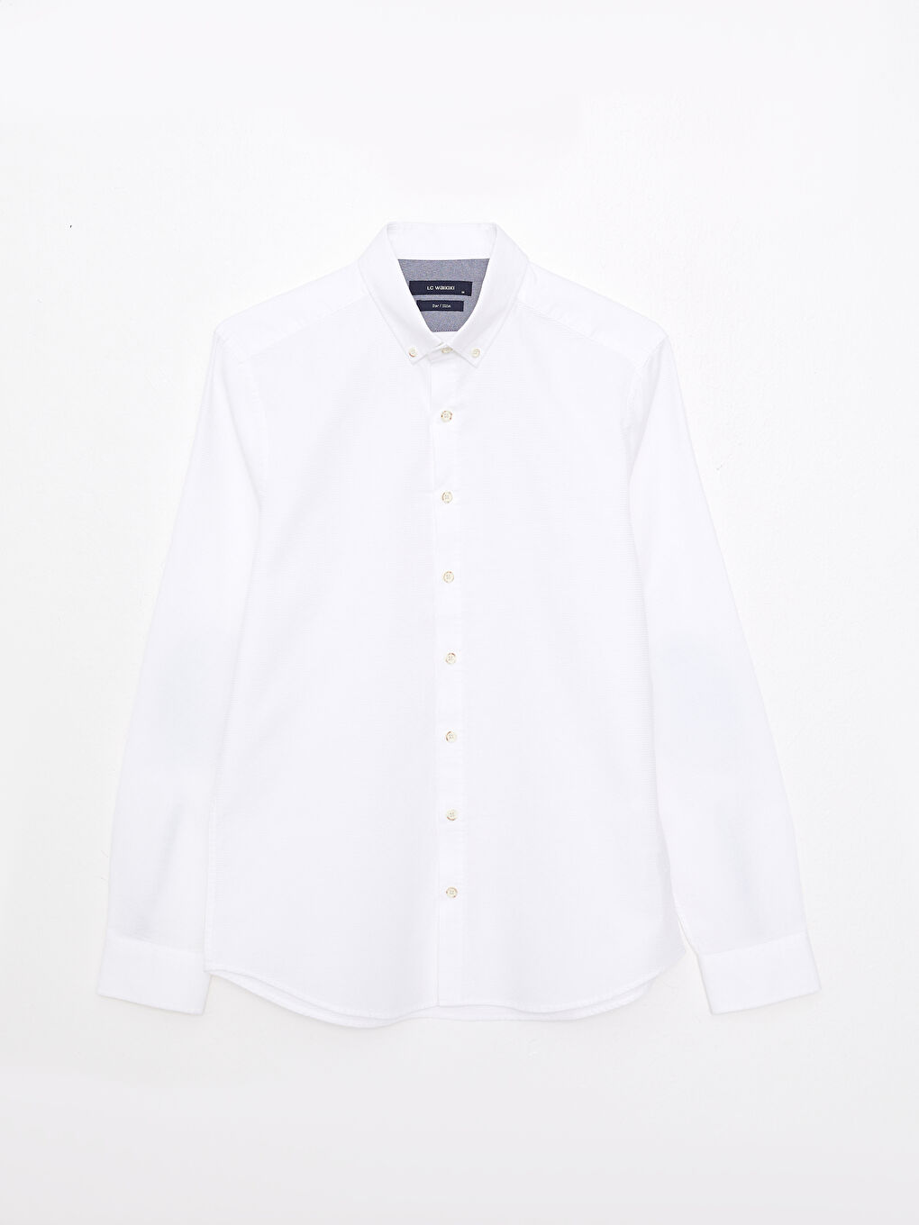 Beyaz Slim Fit Uzun Kollu Armürlü Erkek Gömlek-5