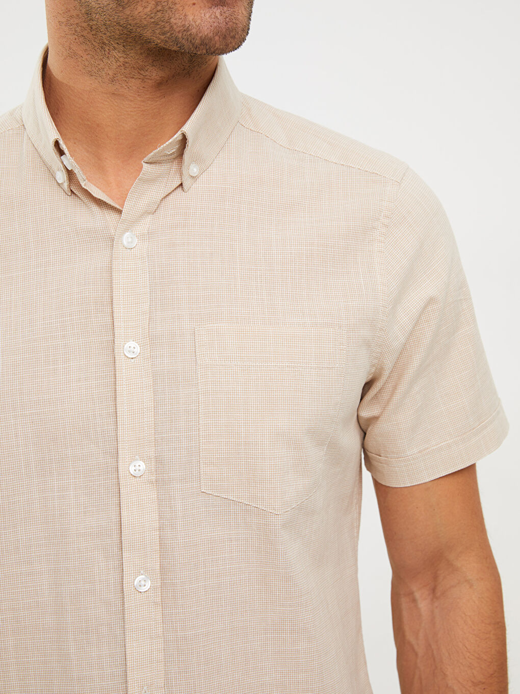 Chemise Écossaise Svelte à Manches Courtes Pour Hommes-3