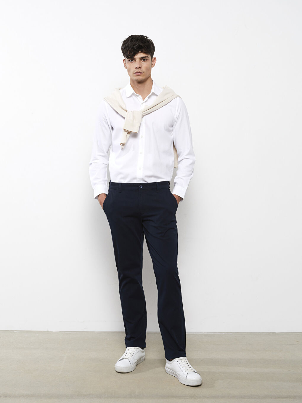 Antrasit Dar Kalıp Gabardin Erkek Chino Pantolon-1