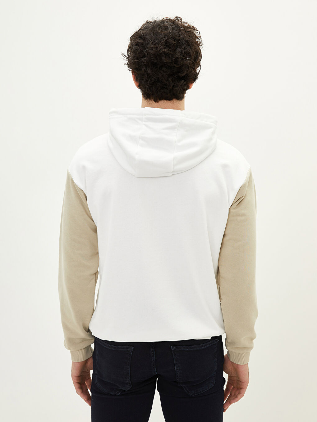 Uzun Kollu Renk Bloklu Erkek Hoodie-4