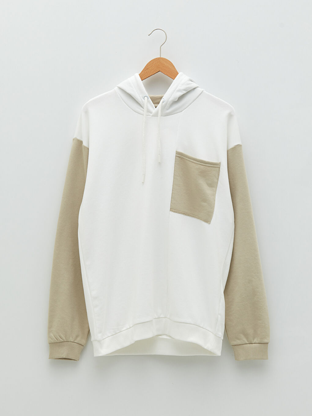 Uzun Kollu Renk Bloklu Erkek Hoodie-5