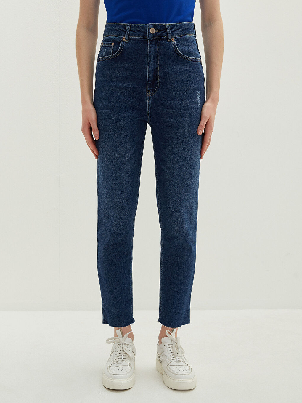 İndigo Standart Fit Cep Detaylı Kadın Rodeo Jean Pantolon-2