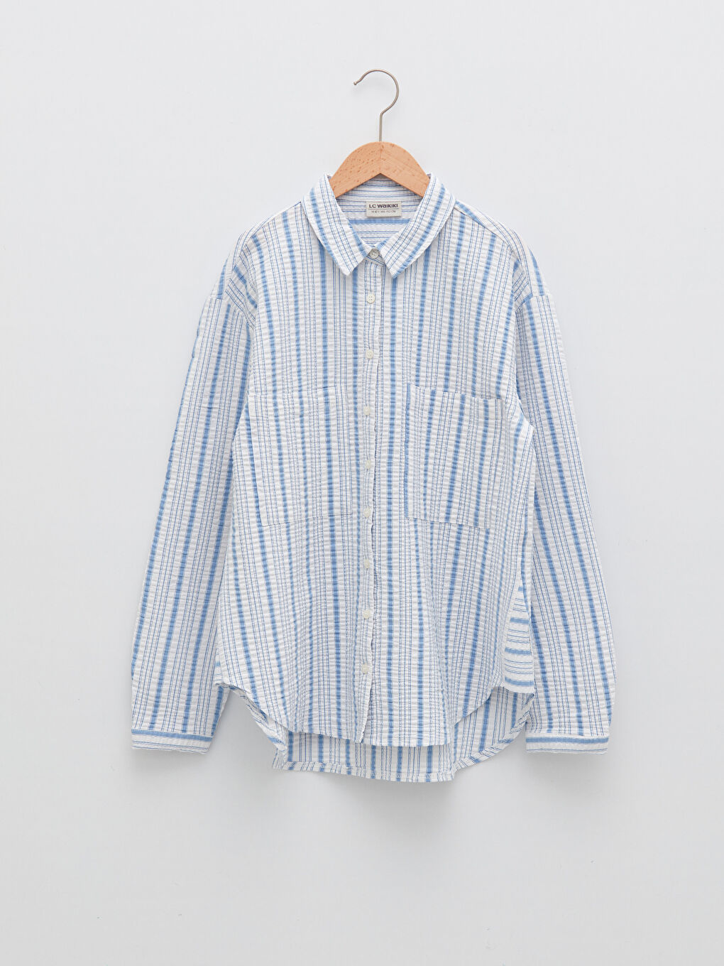 Mavi Çizgili Uzun Kollu Kız Çocuk Gömlek-4