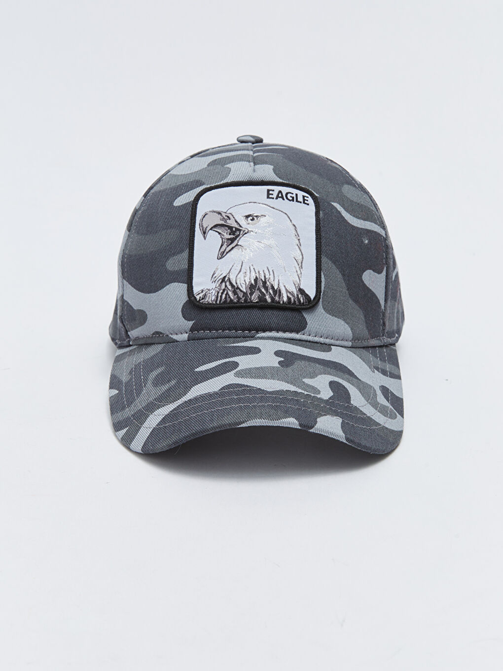 Karışık Kamuflaj Desenli Etiket Baskılı Erkek Kep Şapka