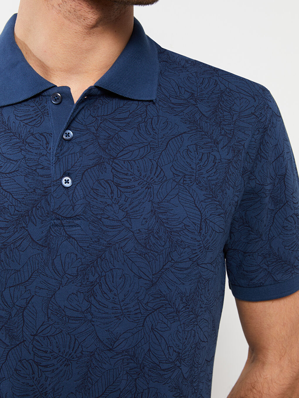 Polo Neck Short Sleeve Patterned Men's T-Shirt-3