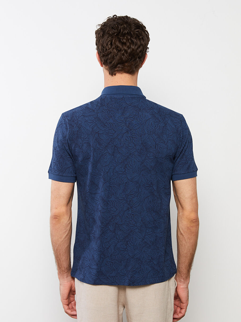 Polo Neck Short Sleeve Patterned Men's T-Shirt-4