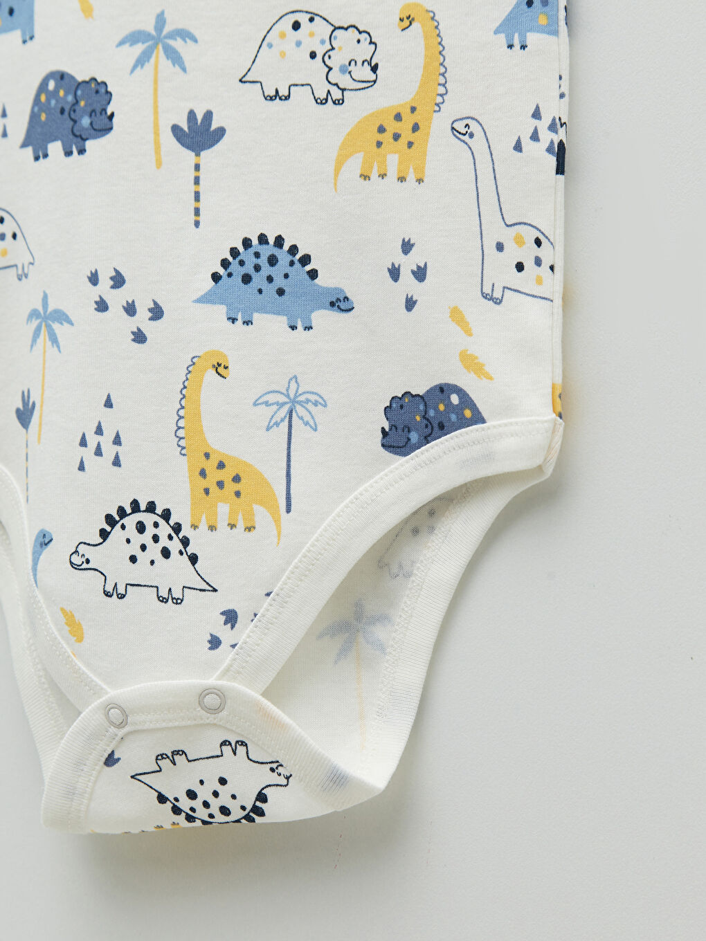 ياقة دائرية كم قصير قطن بدلة جسم أولاد رضع ٣ قطع-2