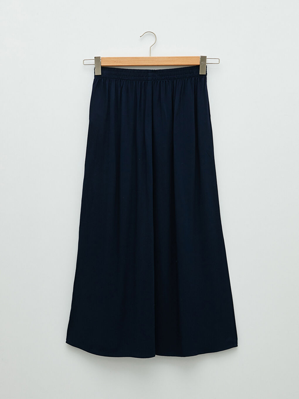 Elastic Waist Plain Pocket Detailed Viscose Women's Skirt-6
