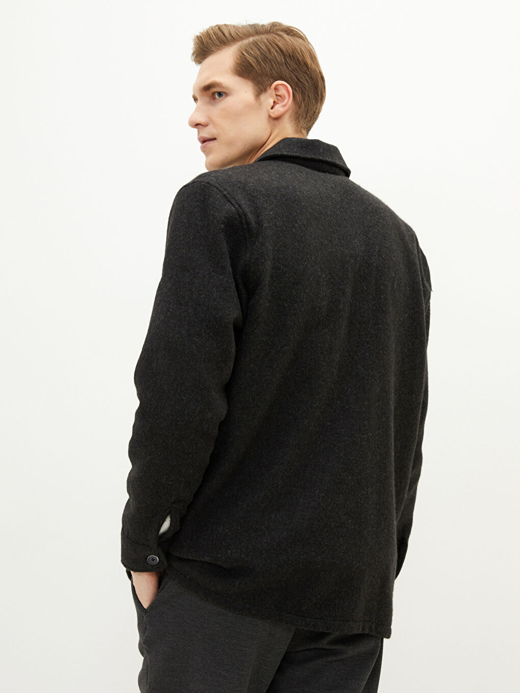 Relaxed Fit Long Sleeve Men's Shirt Jacket-4