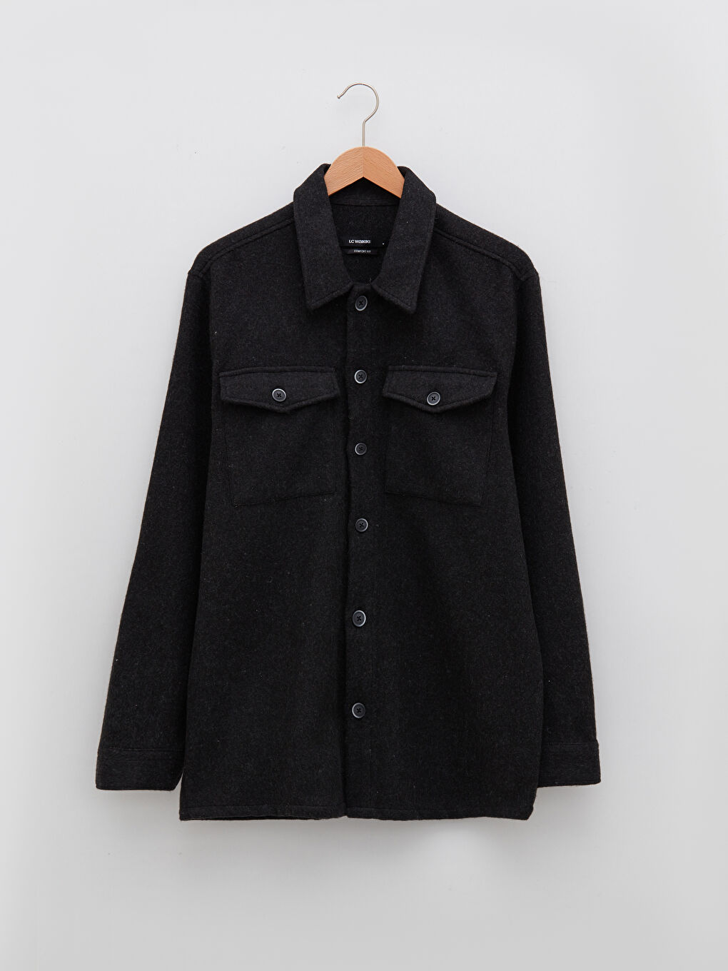 Relaxed Fit Long Sleeve Men's Shirt Jacket-5