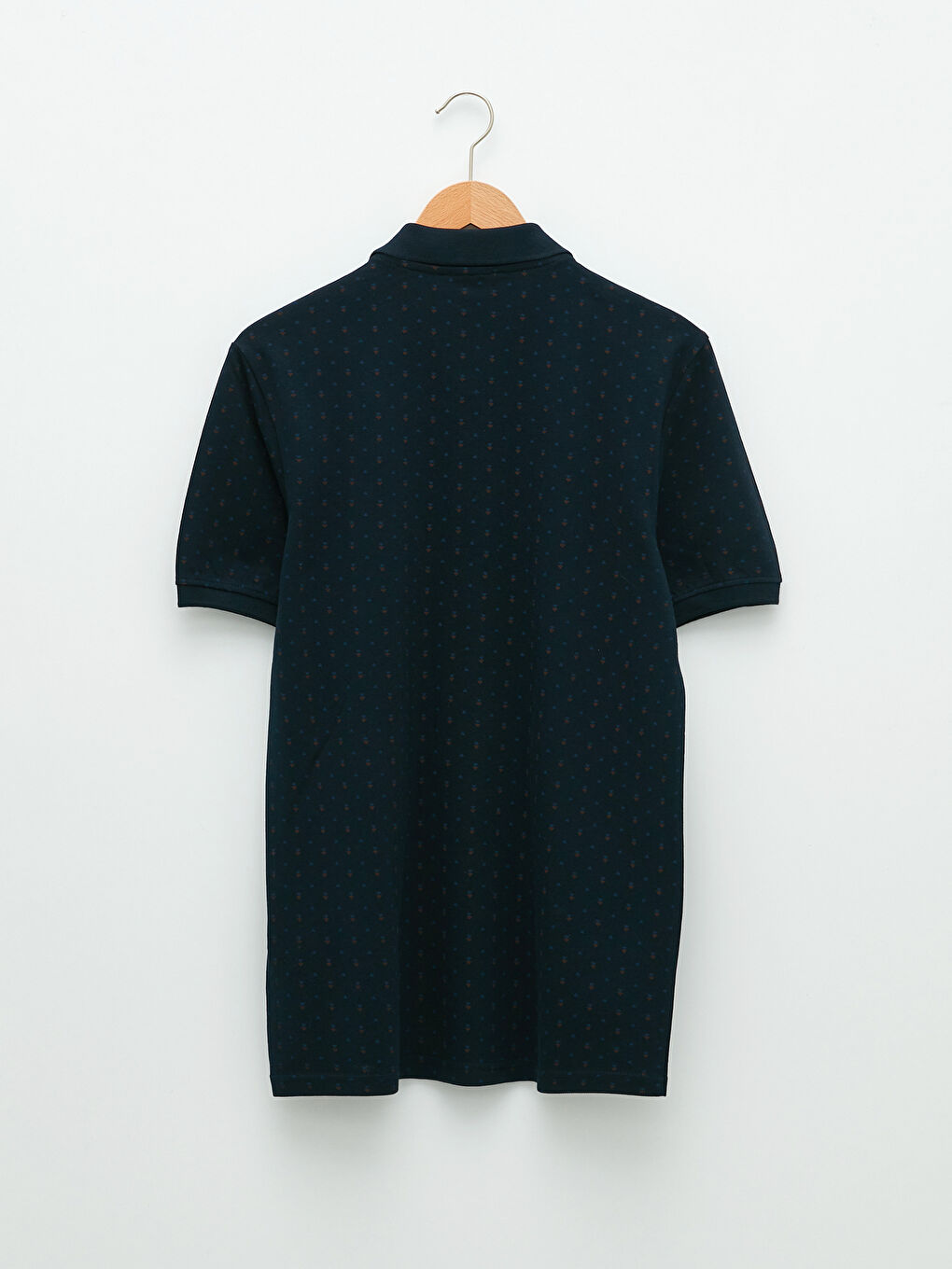 Lacivert Polo Yaka Kısa Kollu Desenli Erkek Tişört-6
