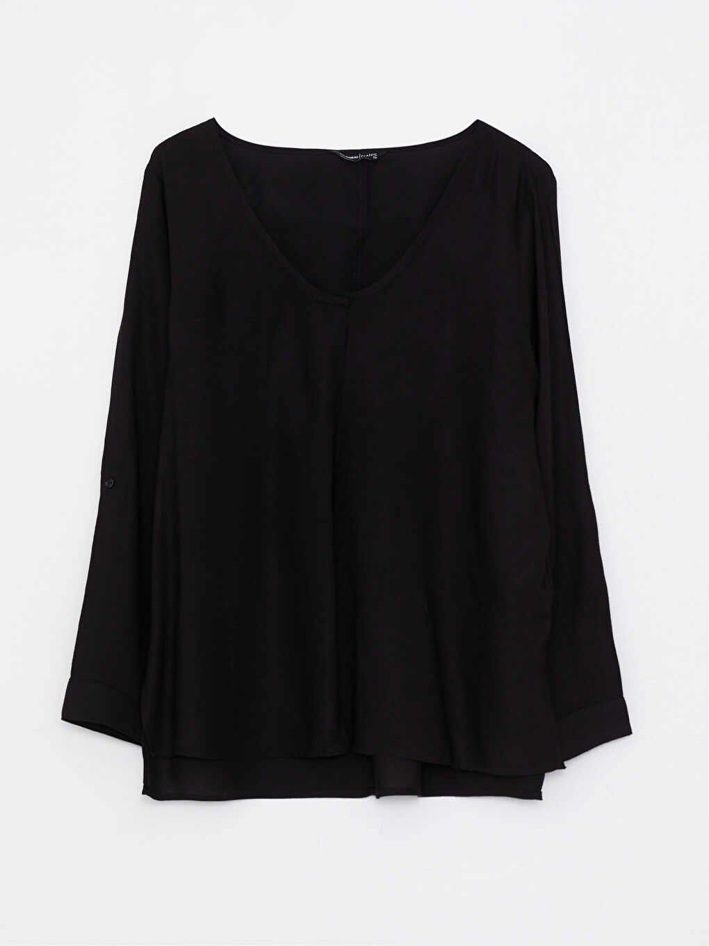 V Neck Straight Long Sleeve Viscose Women's Blouse-6