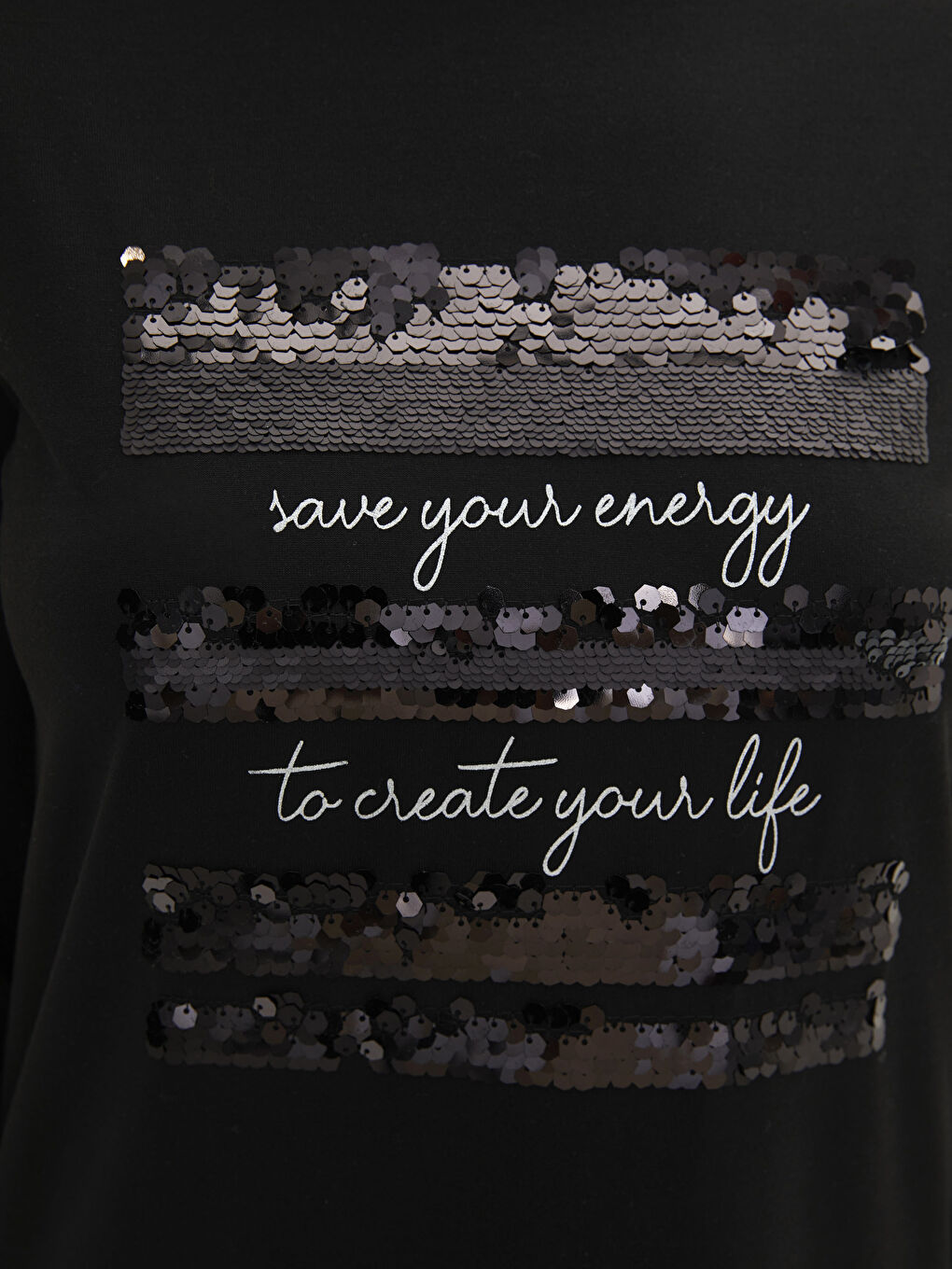 Crew Neck Sequin Embroidered Women's T-Shirt-3